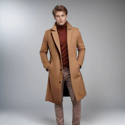 Men's Wool Blend Coat Long Tailored Fit