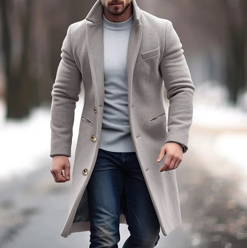 Men's Wool Blend Coat Long Tailored Fit