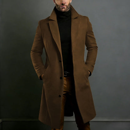 Men's Wool Blend Coat Long Tailored Fit