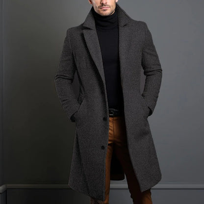 Men's Wool Blend Coat Long Tailored Fit