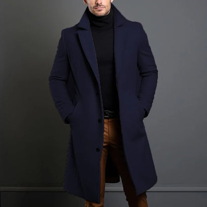 Men's Wool Blend Coat Long Tailored Fit