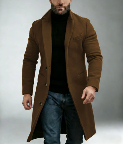 Men's Wool Blend Coat Long Tailored Fit
