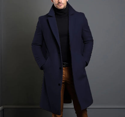 Men's Wool Blend Coat Long Tailored Fit