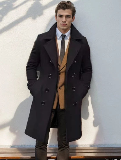 Men's Wool Blend Coat Long Tailored Fit