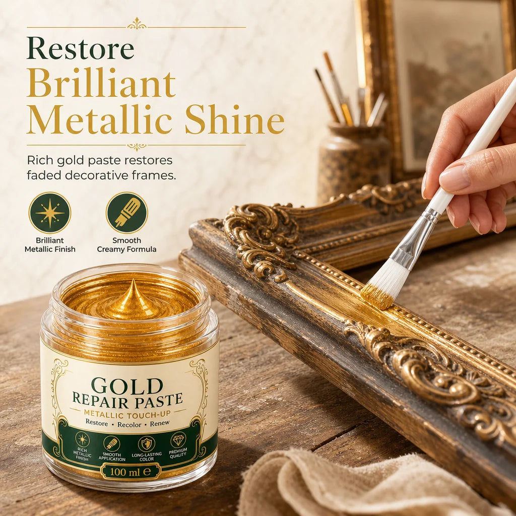 Metallic Repair Paste Gold Water-Resistant With Applicator Brush