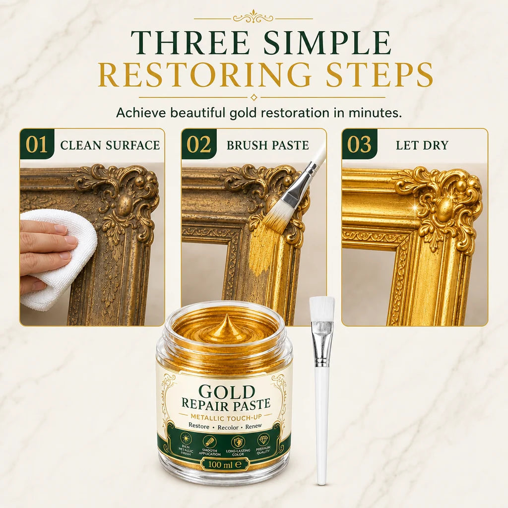 Metallic Repair Paste Gold Water-Resistant With Applicator Brush