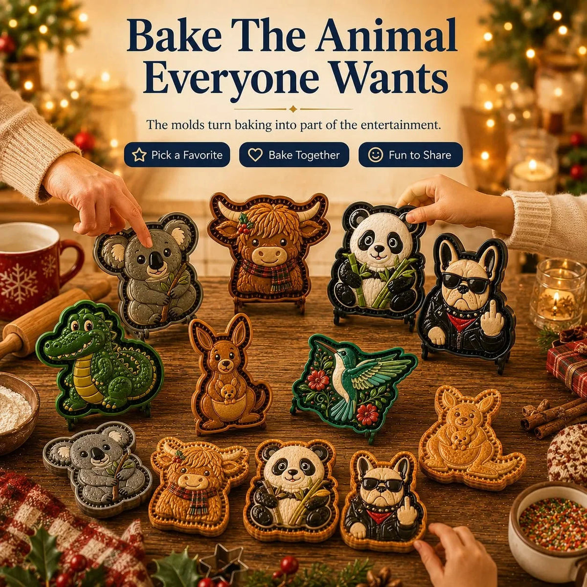 Mini Pie Mold 8 Animal Designs Raised Details