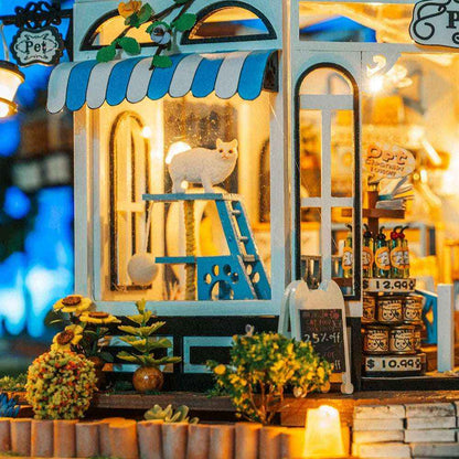 Miniature Pet Shop DIY Kit Detailed Scene LED Lighting