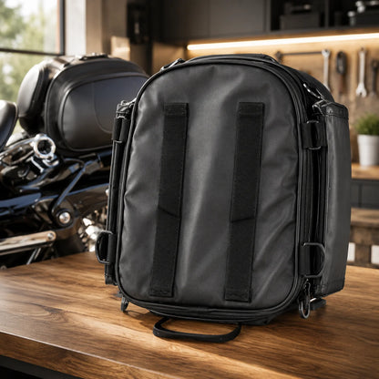 Motorcycle Tail Bag Expandable & Convertible Water-Resistant PU Leather