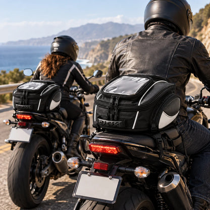 Motorcycle Tail Bag Expandable & Convertible Water-Resistant PU Leather