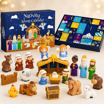 Nativity Advent Calendar 25 Pieces Numbered Doors