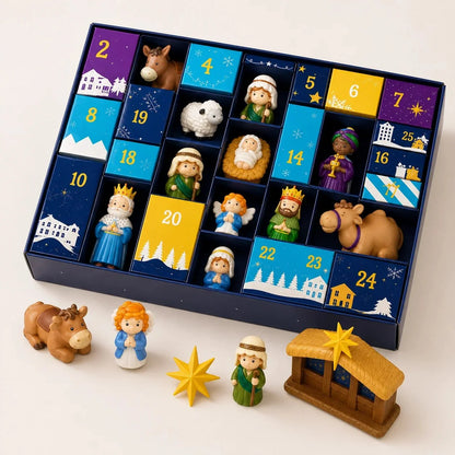 Nativity Advent Calendar 25 Pieces Numbered Doors