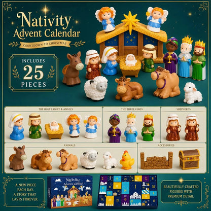 Nativity Advent Calendar 25 Pieces Numbered Doors