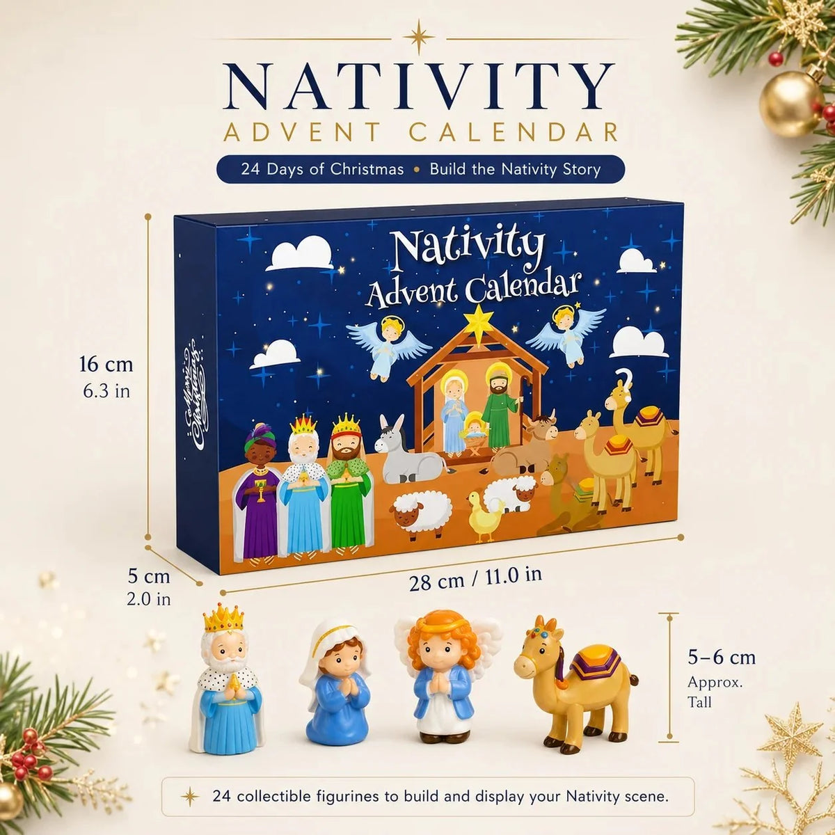Nativity Advent Calendar 25 Pieces Numbered Doors
