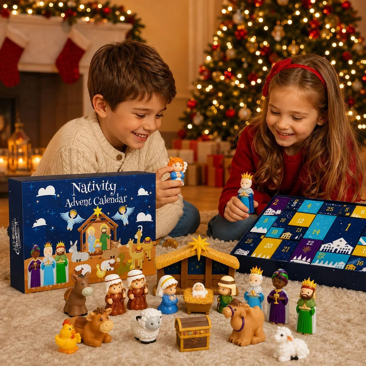 Nativity Advent Calendar 25 Pieces Numbered Doors