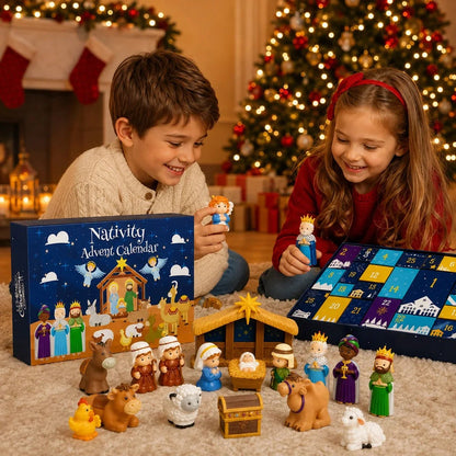 Nativity Advent Calendar 25 Pieces Numbered Doors
