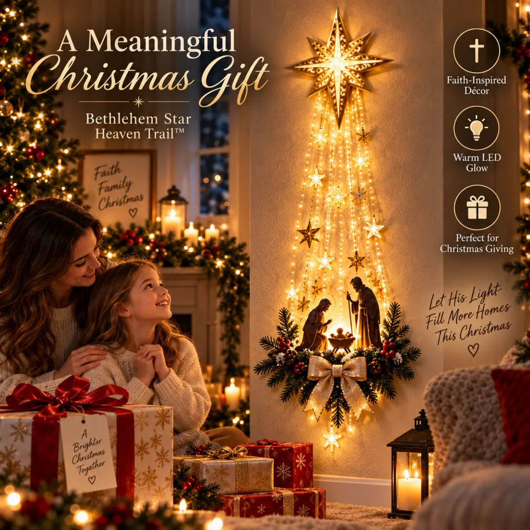 Nativity Wall Decor Bethlehem Star Warm Cascading Lights