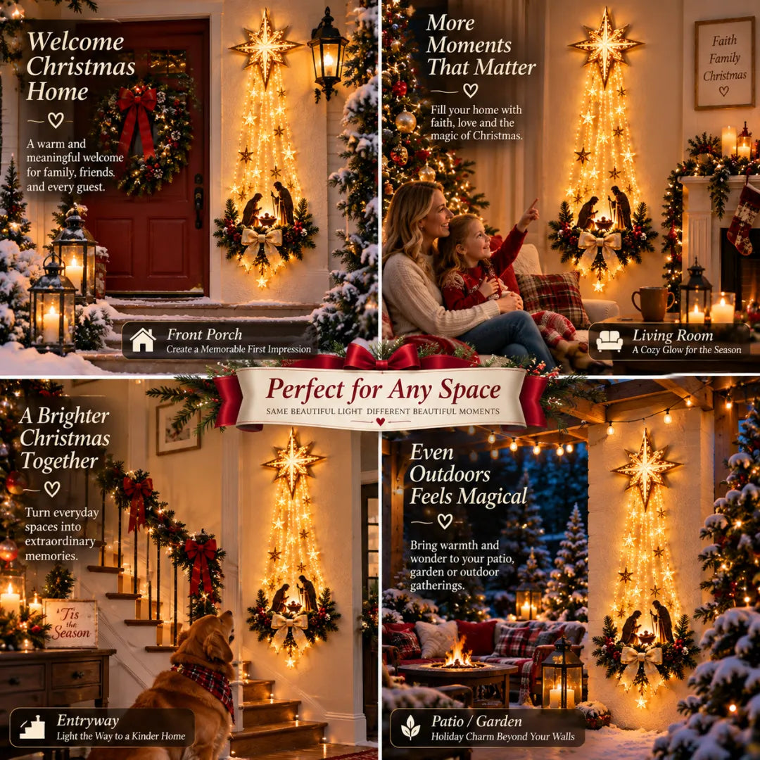 Nativity Wall Decor Bethlehem Star Warm Cascading Lights