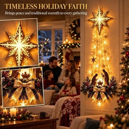Nativity Wall Hanging Warm LED Battery Operated