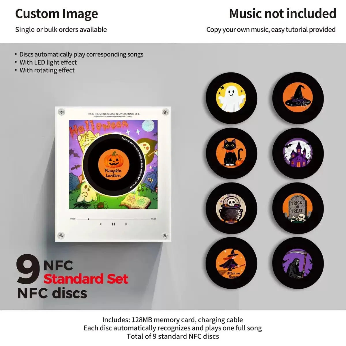 Night Light Rotating Vinyl Record Display NFC Activated