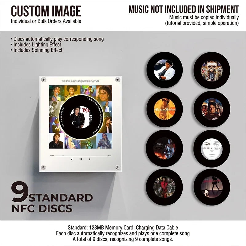 Night Light Rotating Vinyl Record Display NFC Activated