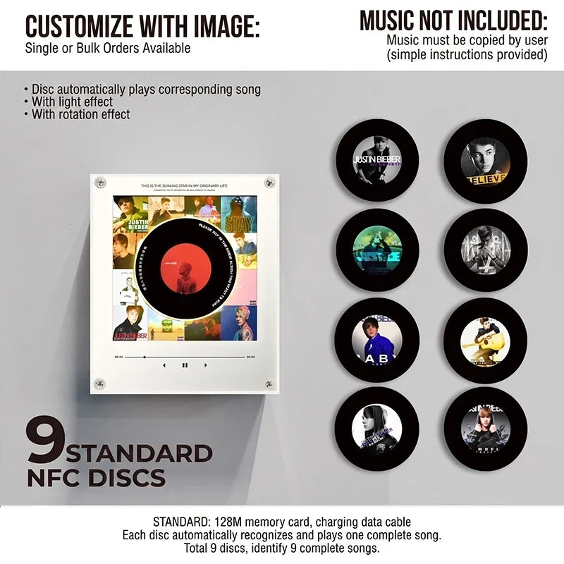 Night Light Rotating Vinyl Record Display NFC Activated