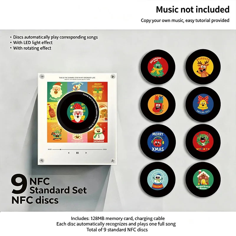 Night Light Rotating Vinyl Record Display NFC Activated
