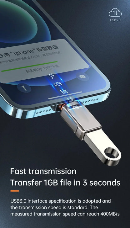 OTG Adapter USB 3.0 Lightning & Type-C Plug-and-Play