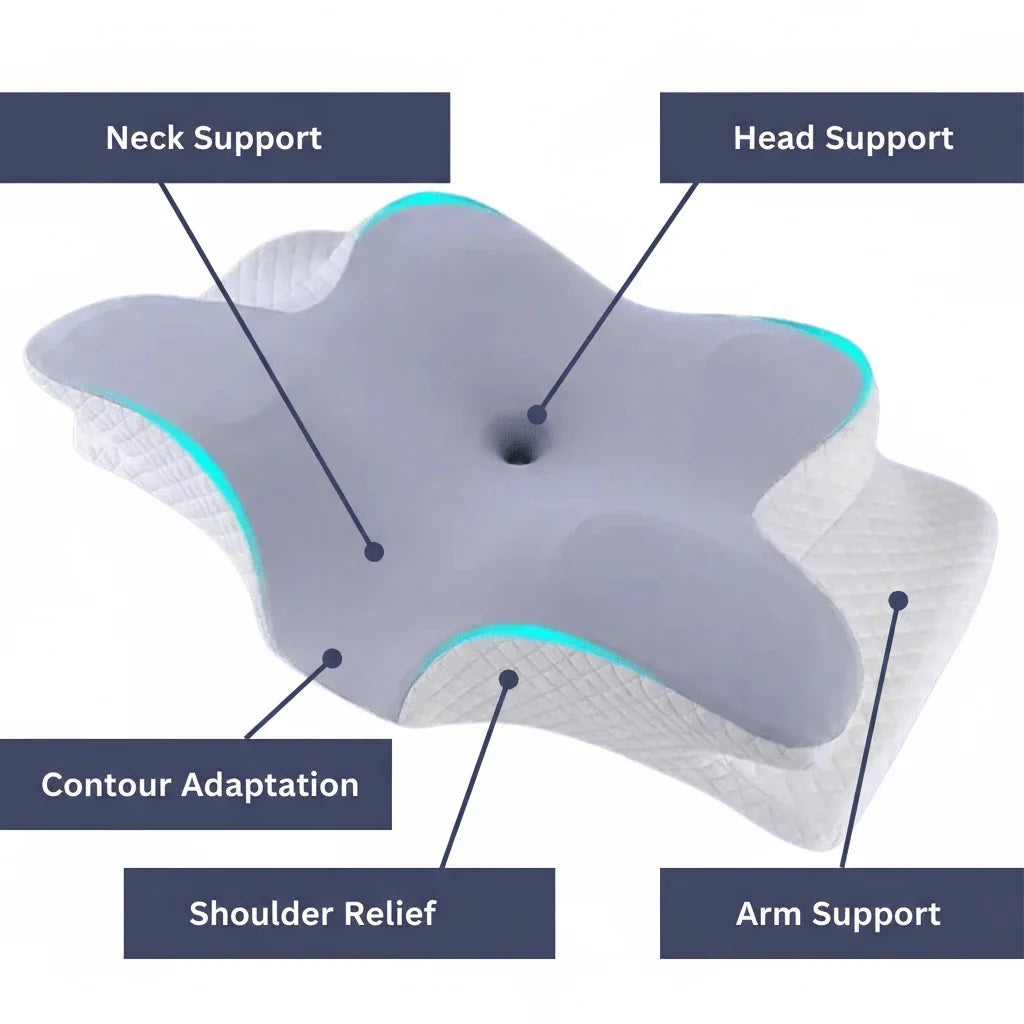 Orthopedic Pillow Ergonomic Contour Memory Foam Washable Cover