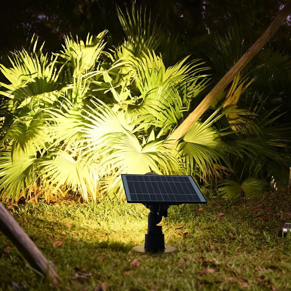 Outdoor Solar Spotlight Adjustable Head Rotating Panel Weather-Resistant Aluminum