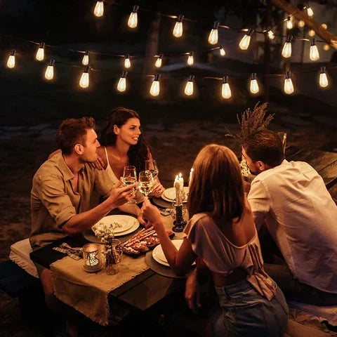 Outdoor String Lights Solar-Powered 10 Shatter-Resistant Bulbs