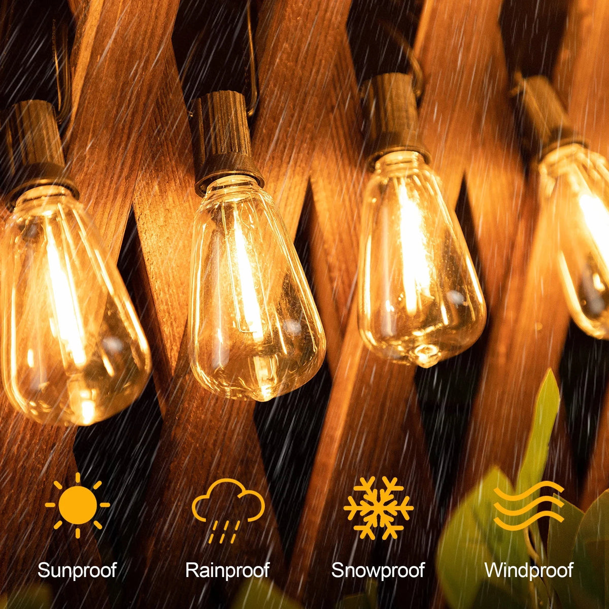 Outdoor String Lights Solar-Powered 10 Shatter-Resistant Bulbs