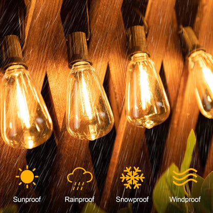 Outdoor String Lights Solar-Powered 10 Shatter-Resistant Bulbs