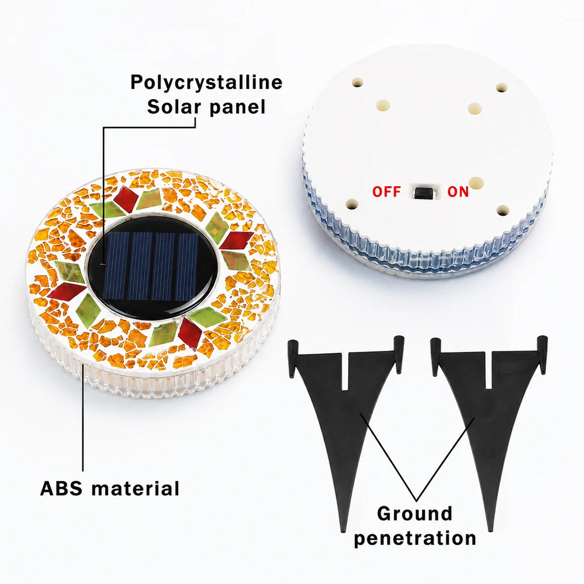 Pathway Lights Solar-Powered Mosaic LED Ground Stake