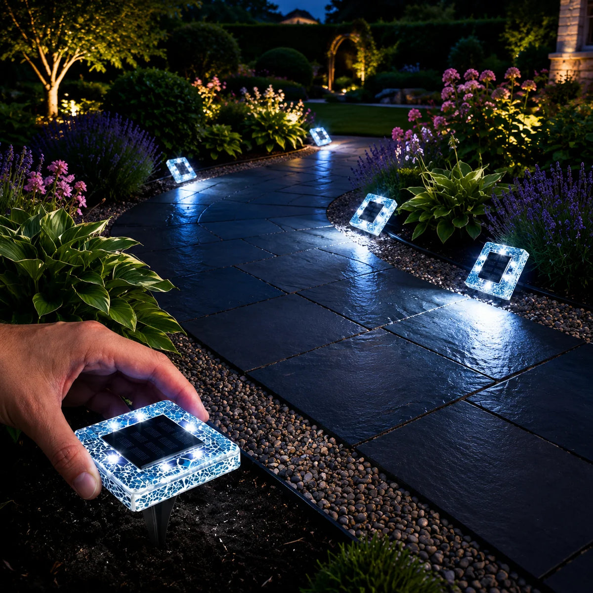 Pathway Lights Solar-Powered Mosaic LED Ground Stake