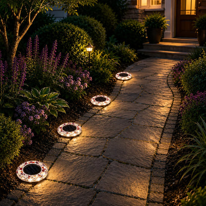Pathway Lights Solar-Powered Mosaic LED Ground Stake