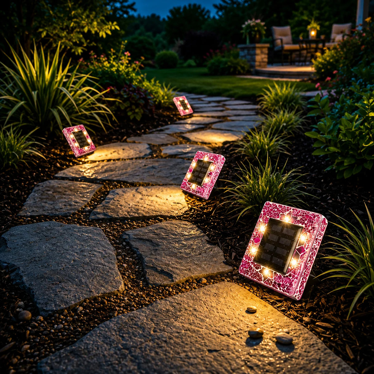 Pathway Lights Solar-Powered Mosaic LED Ground Stake