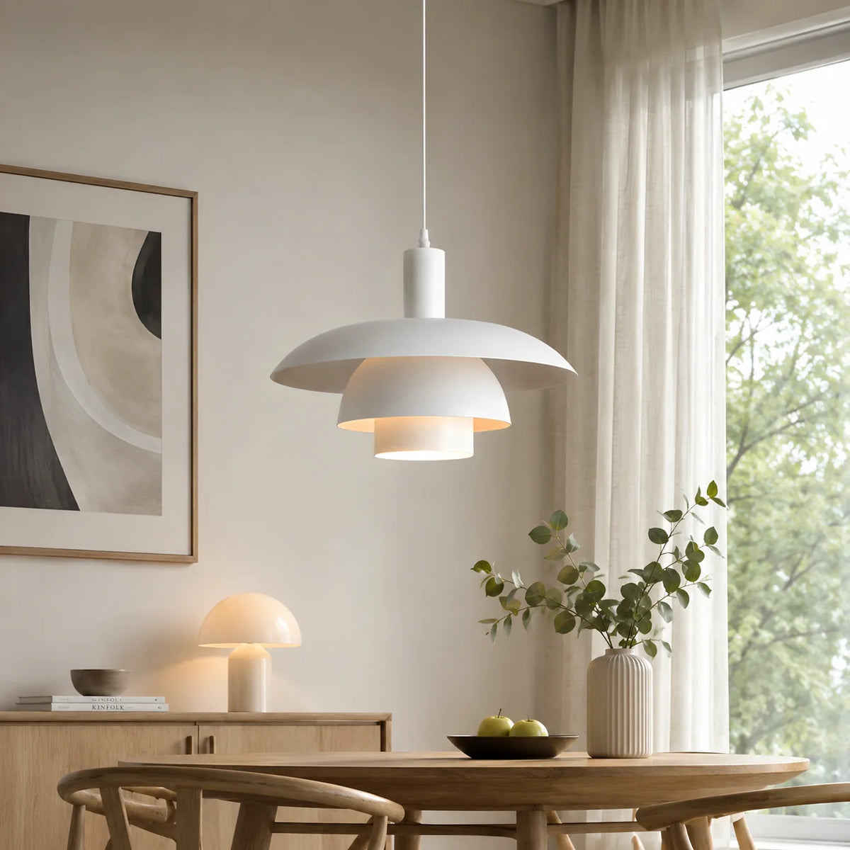 Pendant Light Metal Multi-Tier Dome Adjustable Height