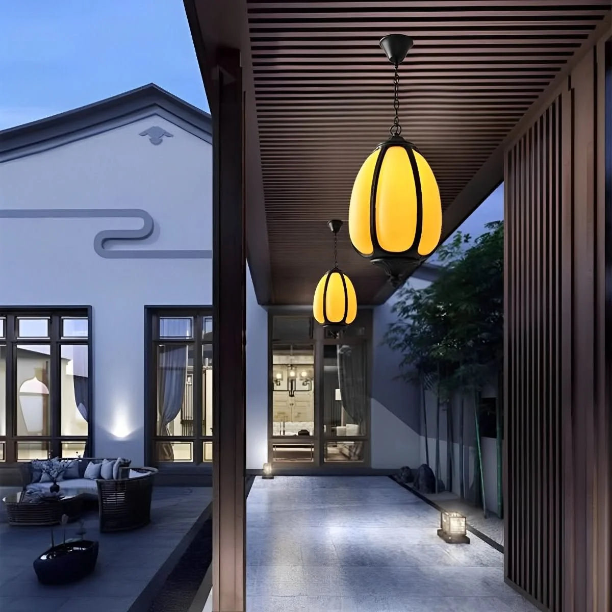 Pendant Light Pumpkin-Shaped Waterproof Metal & Acrylic