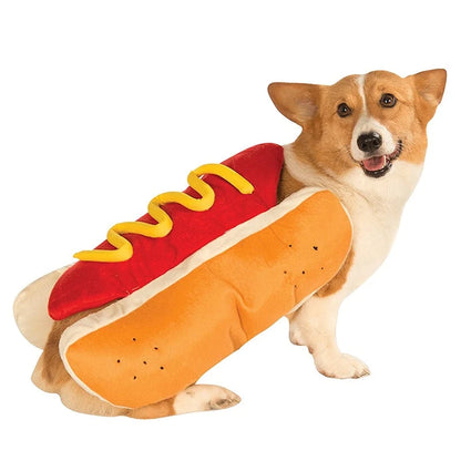 Pet Costume Hot Dog Design Plush Adjustable Fit