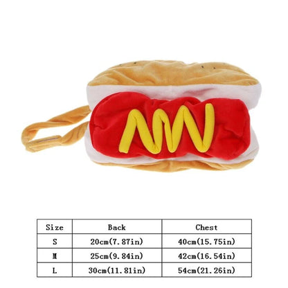 Pet Costume Hot Dog Design Plush Adjustable Fit