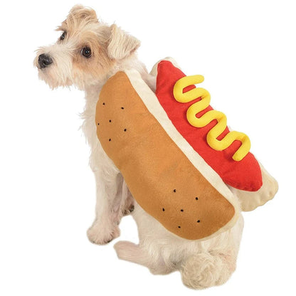 Pet Costume Hot Dog Design Plush Adjustable Fit