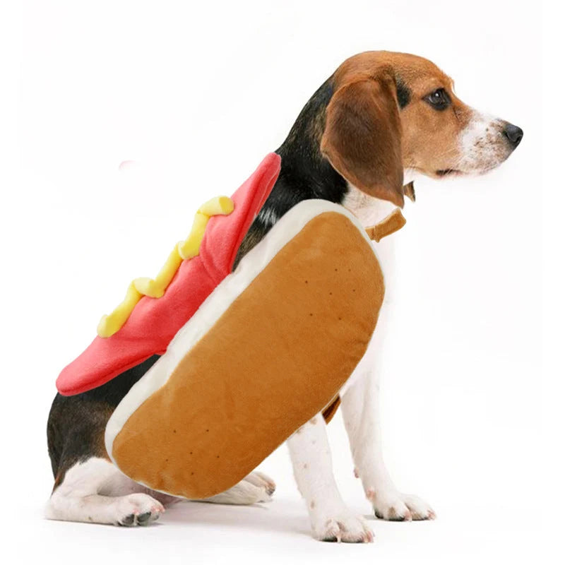 Pet Costume Hot Dog Design Plush Adjustable Fit