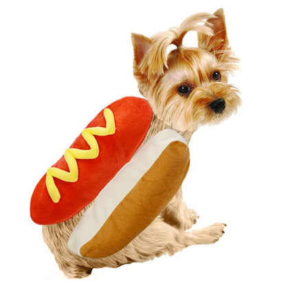 Pet Costume Hot Dog Design Plush Adjustable Fit