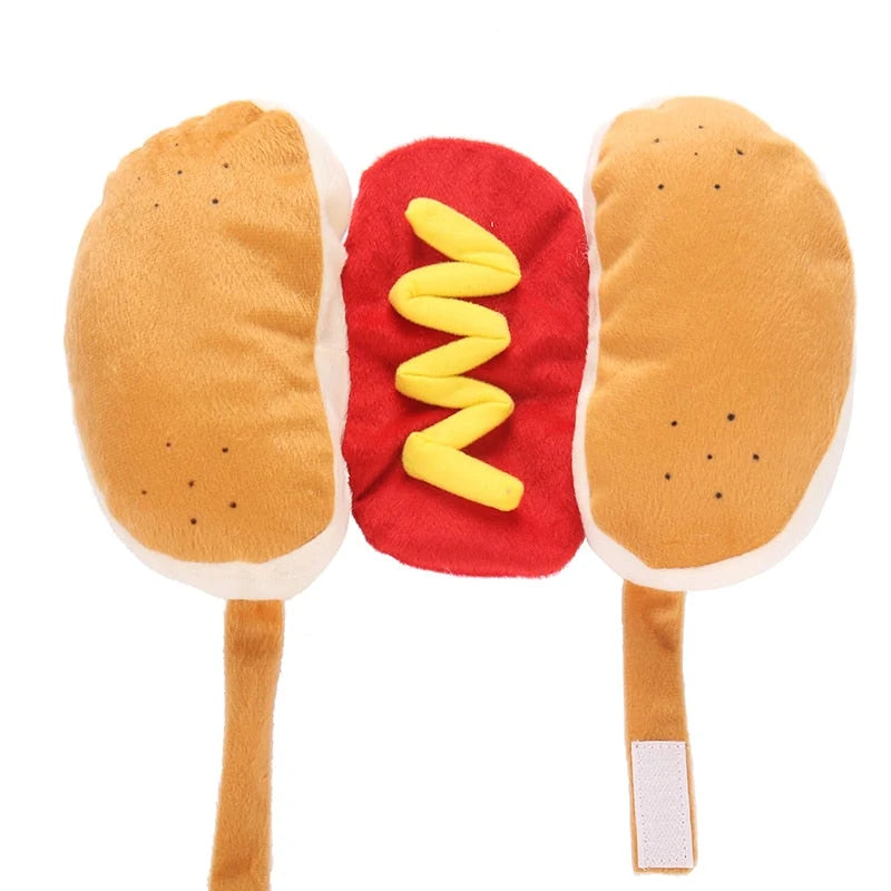 Pet Costume Hot Dog Design Plush Adjustable Fit