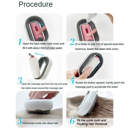 Pet Grooming Brush Water-Based Cleaning & Loose Fur Removal