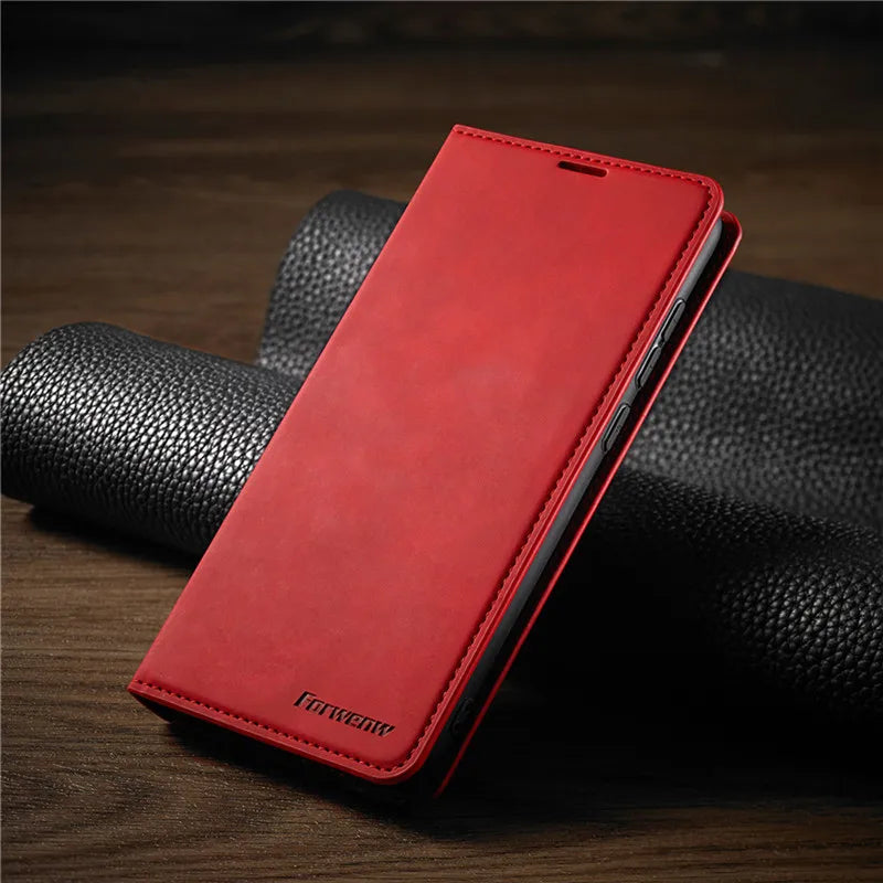 Phone Case Leather Magnetic Ring