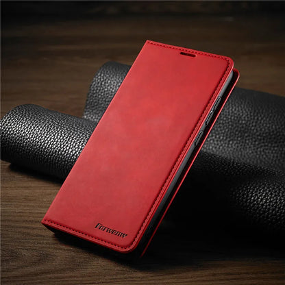 Phone Case Leather Magnetic Ring