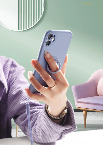 Phone Case Liquid Silicone Ring Holder Matte Dirt-Resistant Finish