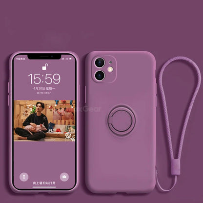 Phone Case Liquid Silicone Ring Holder Matte Dirt-Resistant Finish